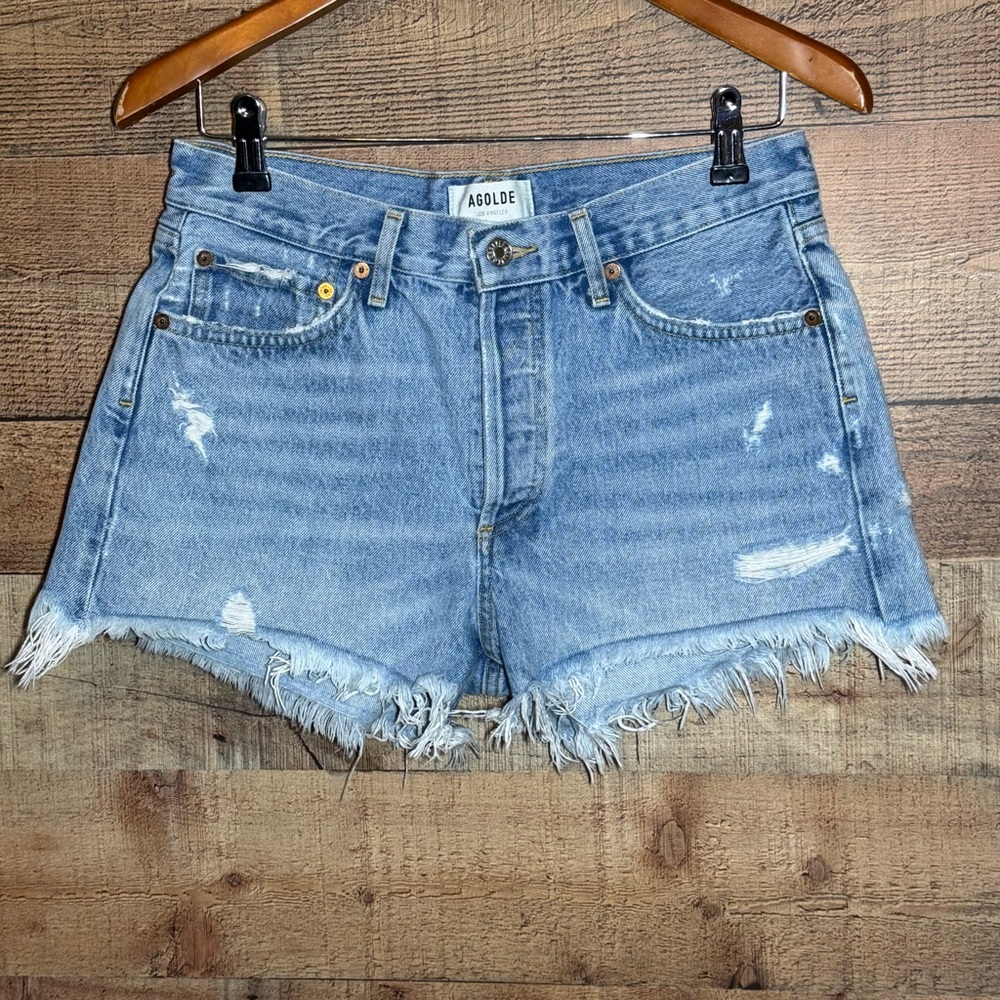 Agolde Parker Distressed Cut Off Shorts size 28 Classic Summer Festival - Picture 2 of 14